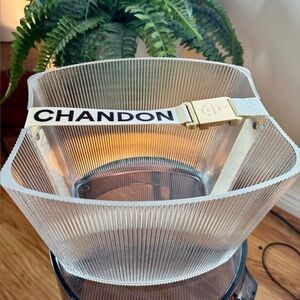 Moet & Chandon Champagne Cooler Clear Acrylic w Belt New Unused 10”x 9” X 7.5”.
